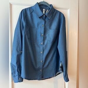 NY Collection Denim Blue Button Down Shirt